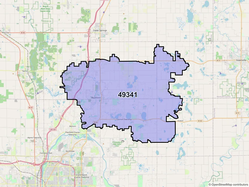 Map of ZIP Code 49341 — Rockford, MI