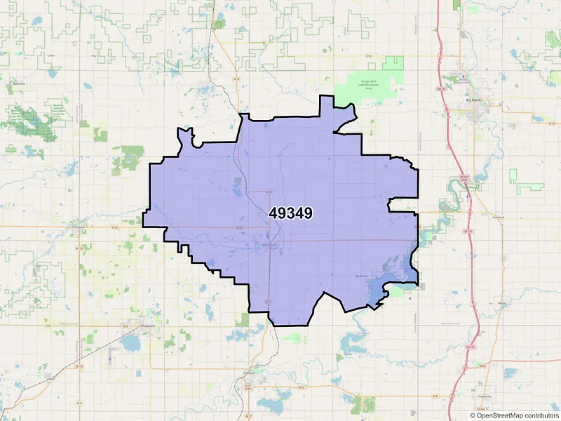Map of White Cloud, Michigan and ZIP codes