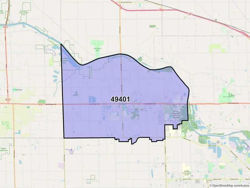 Map of ZIP Code 49401 — Allendale, MI