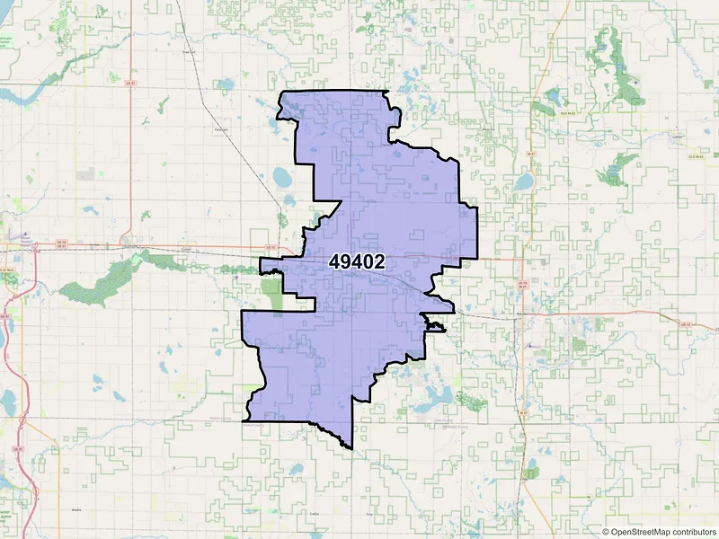 Map of ZIP Code 49402 — Branch, MI