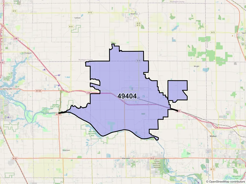 Map of Coopersville, Michigan and ZIP codes