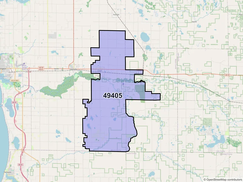 Map of ZIP Code 49405 — Custer, MI