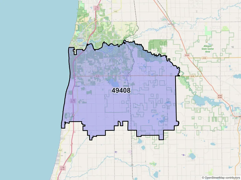Map of ZIP Code 49408 — Fennville, MI