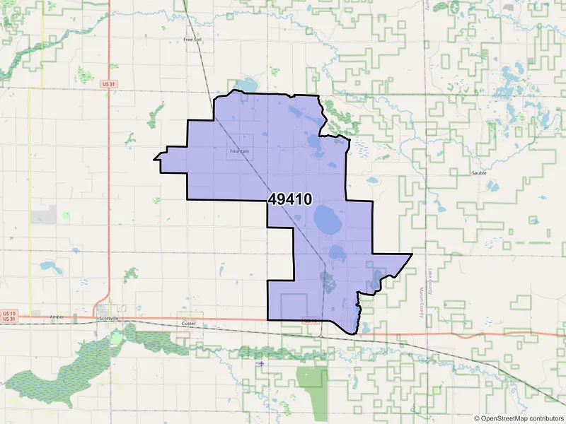 Map of ZIP Code 49410 — Fountain, MI