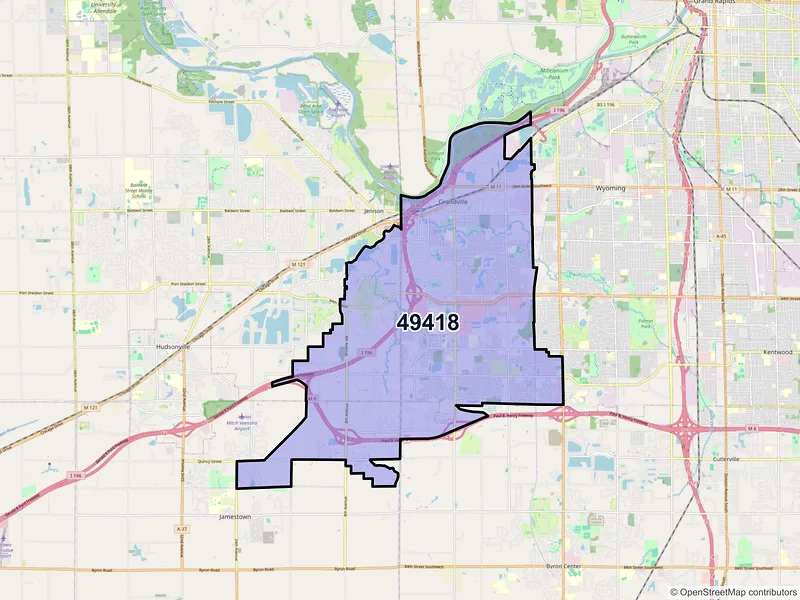 Map of ZIP Code 49418 — Grandville, MI