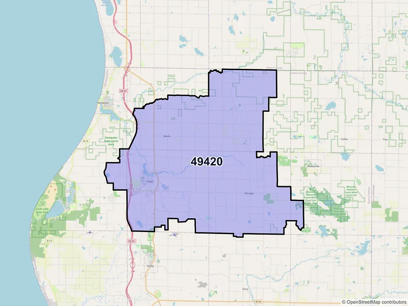 Map of ZIP Code 49420 — Hart, MI