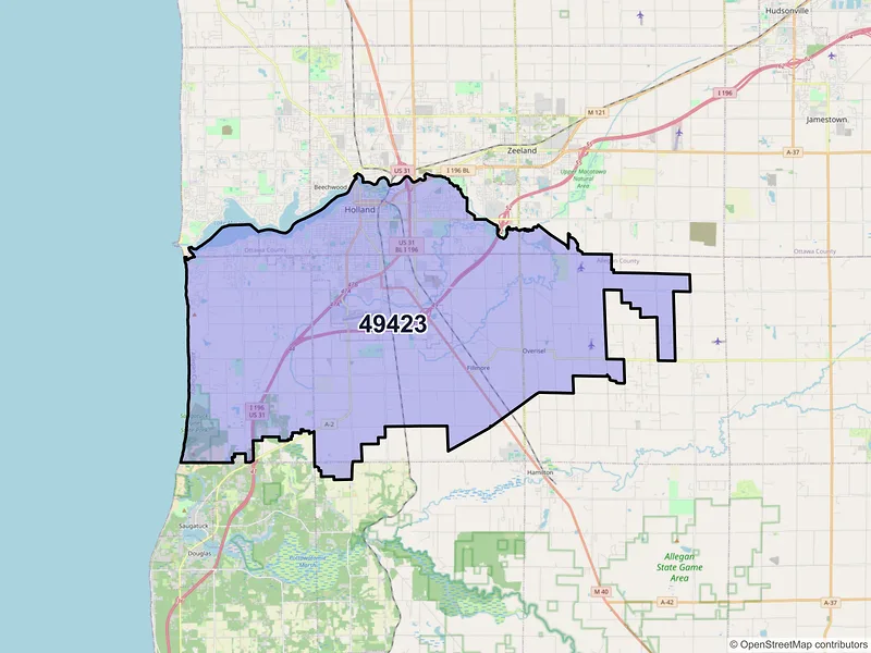 Map of ZIP Code 49423 — Holland, MI