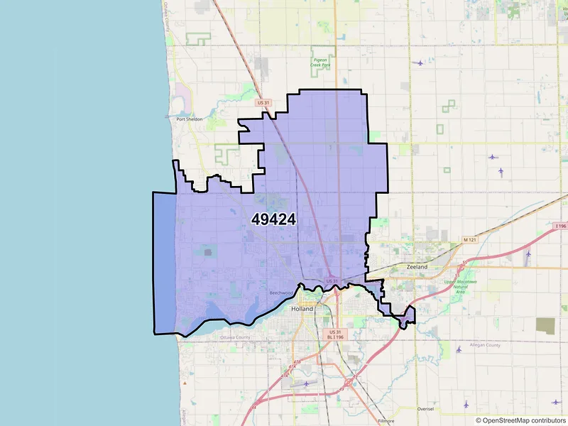 Map of ZIP Code 49424 — Holland, MI