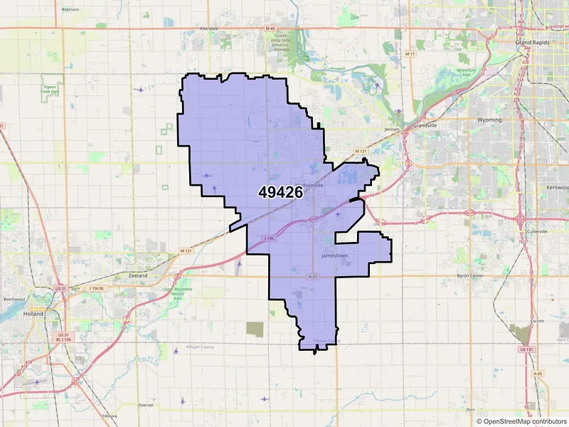 Map of ZIP Code 49426 — Hudsonville, MI