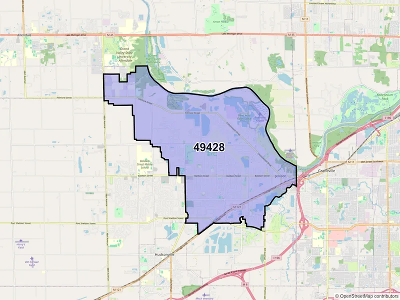 Map of ZIP Code 49428 — Jenison, MI