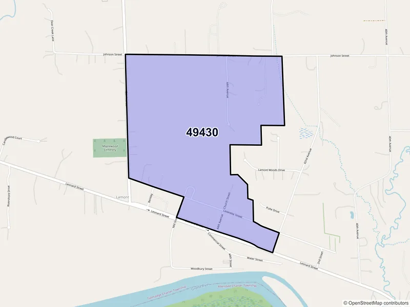 Map of Lamont, Michigan and ZIP codes