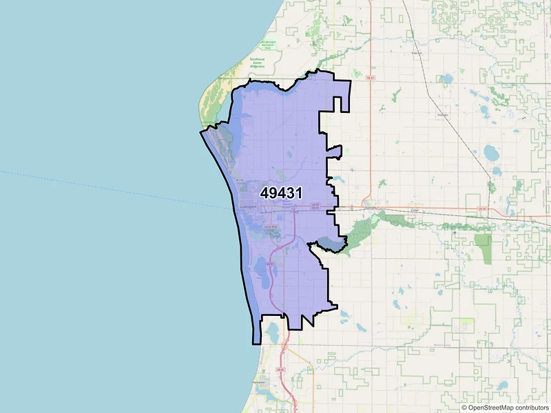 Map of ZIP Code 49431 — Ludington, MI