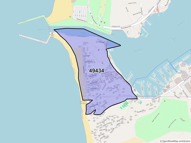 Map of Macatawa, Michigan and ZIP codes