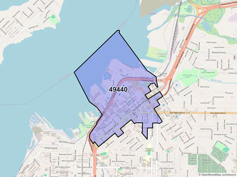 Map of ZIP Code 49440 — Muskegon, MI