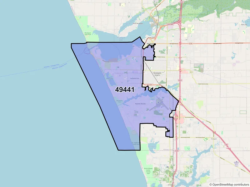 Map of ZIP Code 49441 — Muskegon, MI