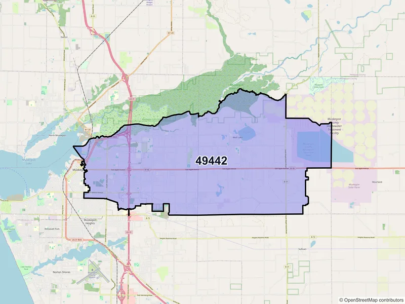 Map of ZIP Code 49442 — Muskegon, MI