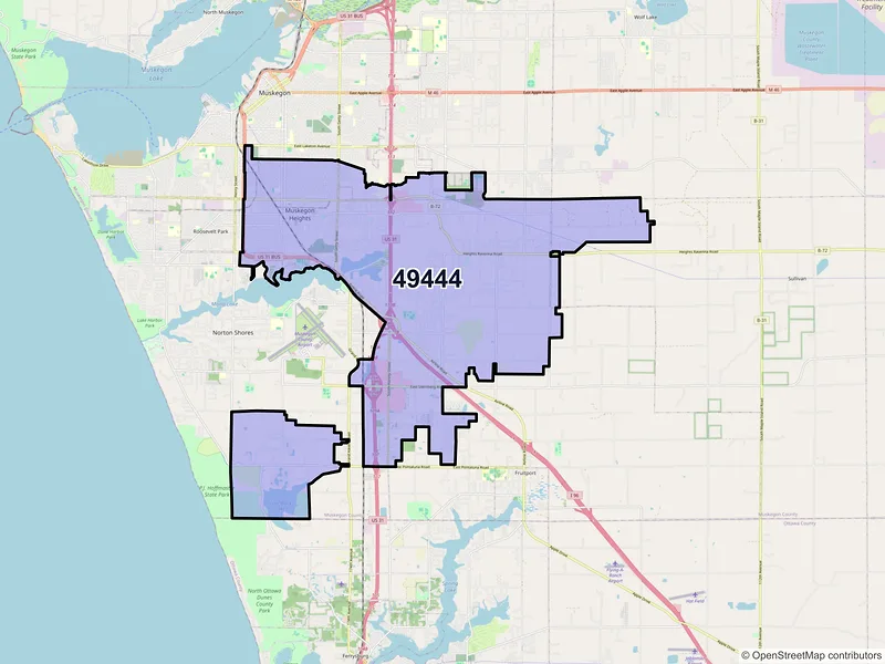 Map of ZIP Code 49444 — Muskegon, MI