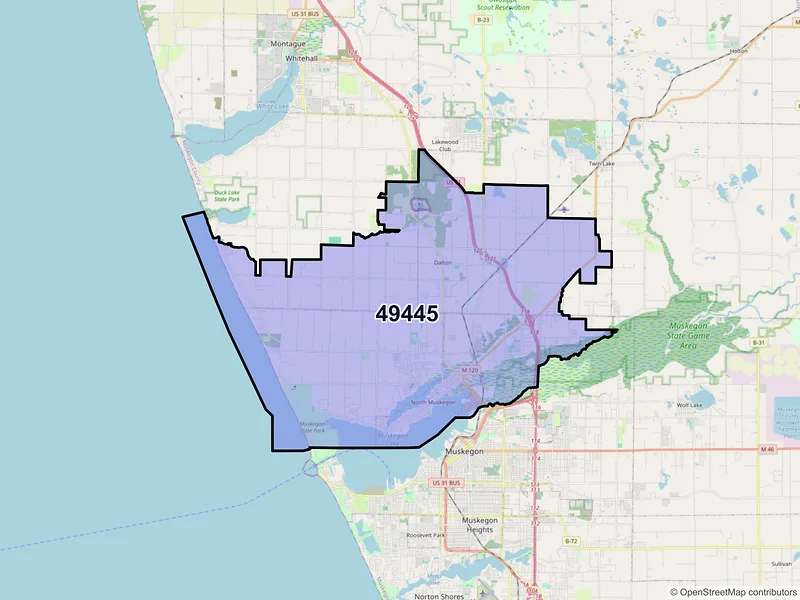 Map of ZIP Code 49445 — Muskegon, MI