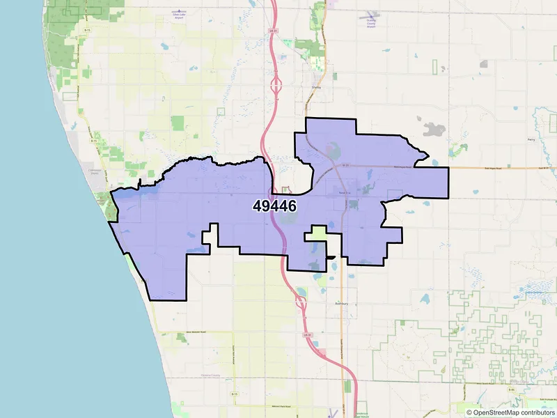 Map of ZIP Code 49446 — New Era, MI