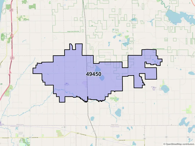 Map of ZIP Code 49450 — Pullman, MI
