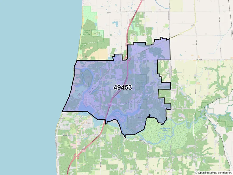 Map of ZIP Code 49453 — Saugatuck, MI