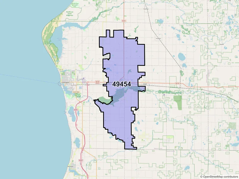 Map of ZIP Code 49454 — Scottville, MI
