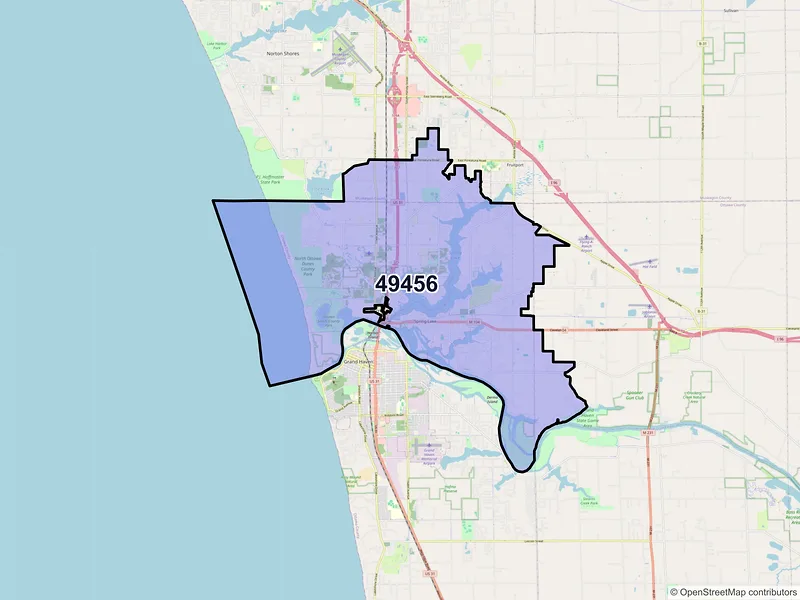 Map of ZIP Code 49456 — Spring Lake, MI