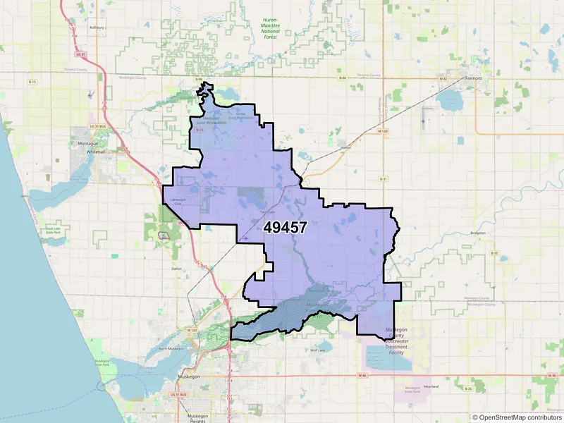 Map of ZIP Code 49457 — Twin Lake, MI