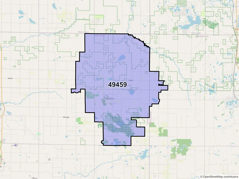Map of Walkerville, Michigan and ZIP codes