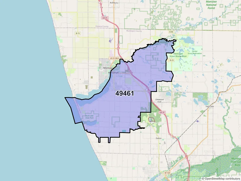 Map of ZIP Code 49461 — Whitehall, MI