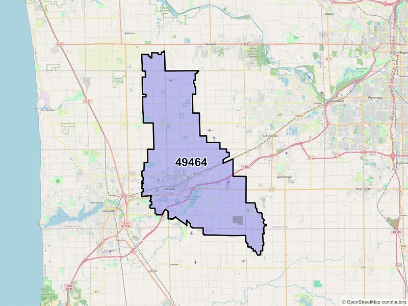 Map of ZIP Code 49464 — Zeeland, MI