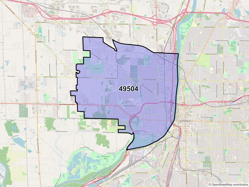Map of ZIP Code 49504 — Grand Rapids, MI