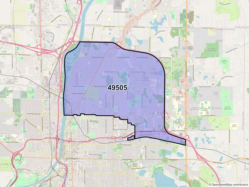 Map of ZIP Code 49505 — Grand Rapids, MI