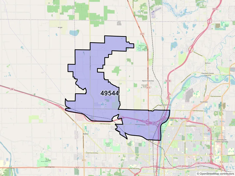 Map of ZIP Code 49544 — Grand Rapids, MI