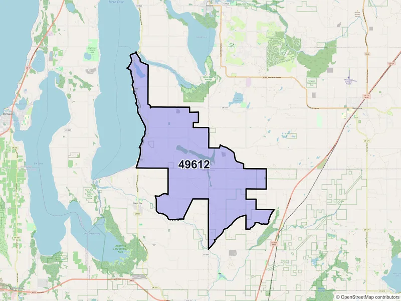 Map of ZIP Code 49612 — Alden, MI