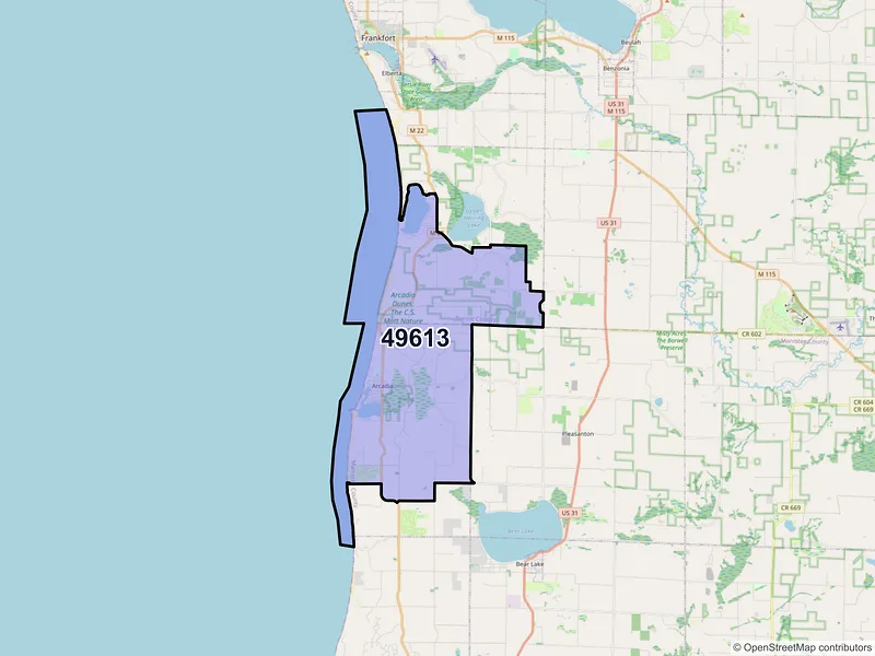 Map of ZIP Code 49613 — Arcadia, MI