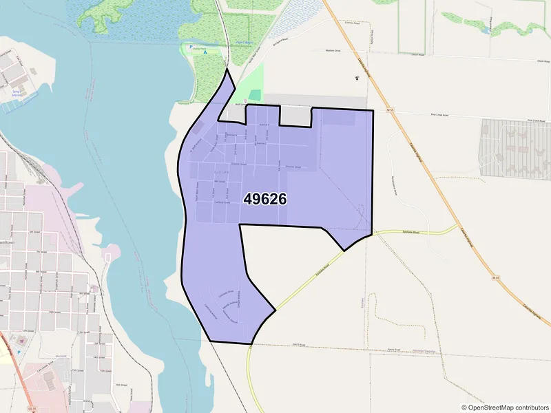 Map of Eastlake, Michigan and ZIP codes