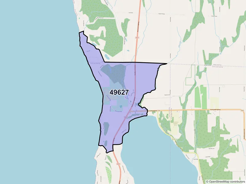 Map of Eastport, Michigan and ZIP codes