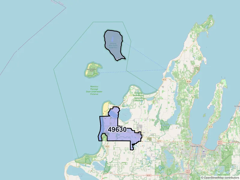 Map of ZIP Code 49630 — Empire, MI