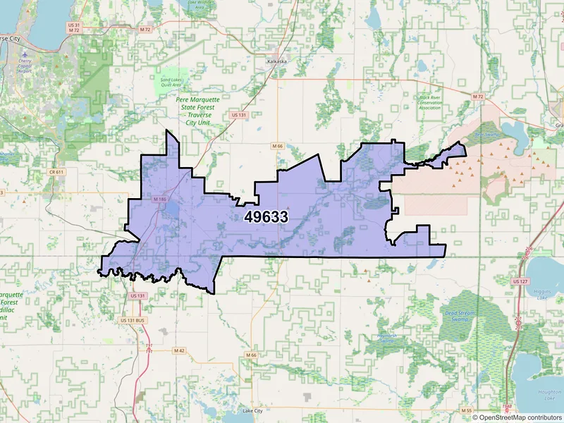 Map of ZIP Code 49633 — Fife Lake, MI