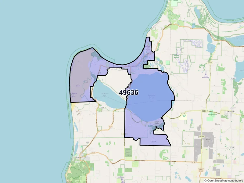 Map of ZIP Code 49636 — Glen Arbor, MI