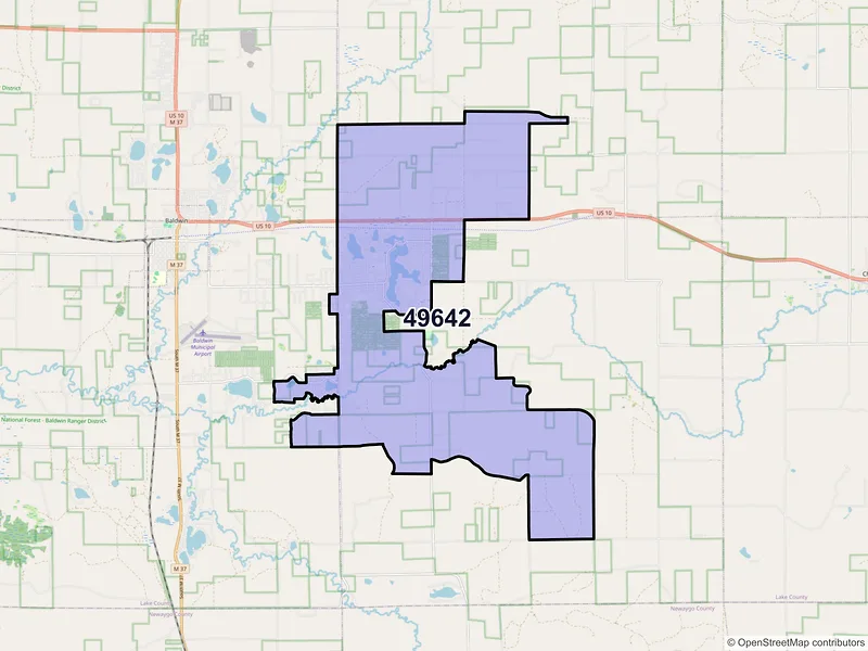 Map of ZIP Code 49642 — Idlewild, MI