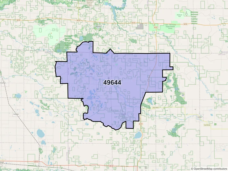 Map of ZIP Code 49644 — Irons, MI