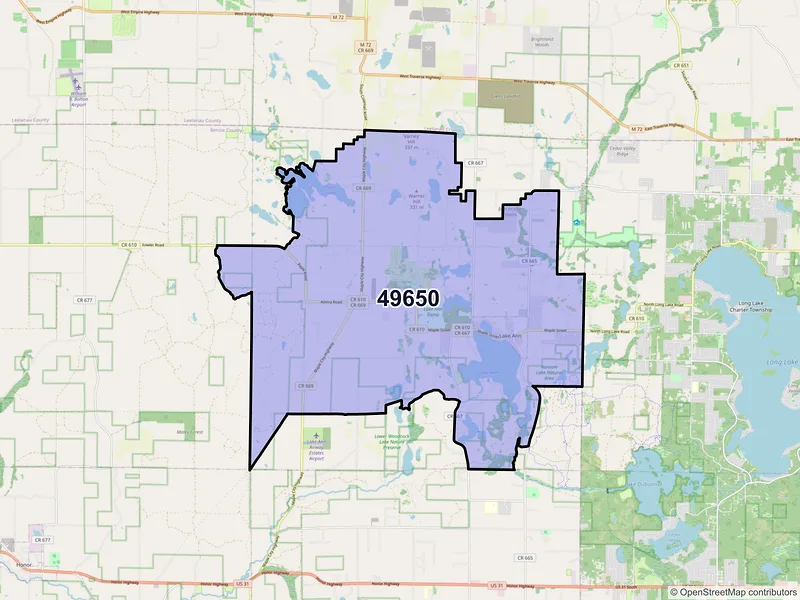 Map of ZIP Code 49650 — Lake Ann, MI