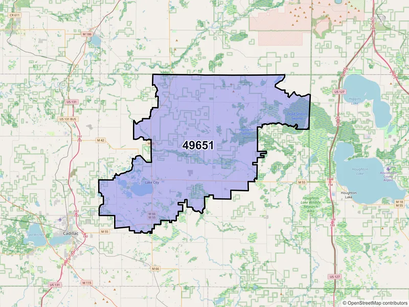 Map of ZIP Code 49651 — Lake City, MI