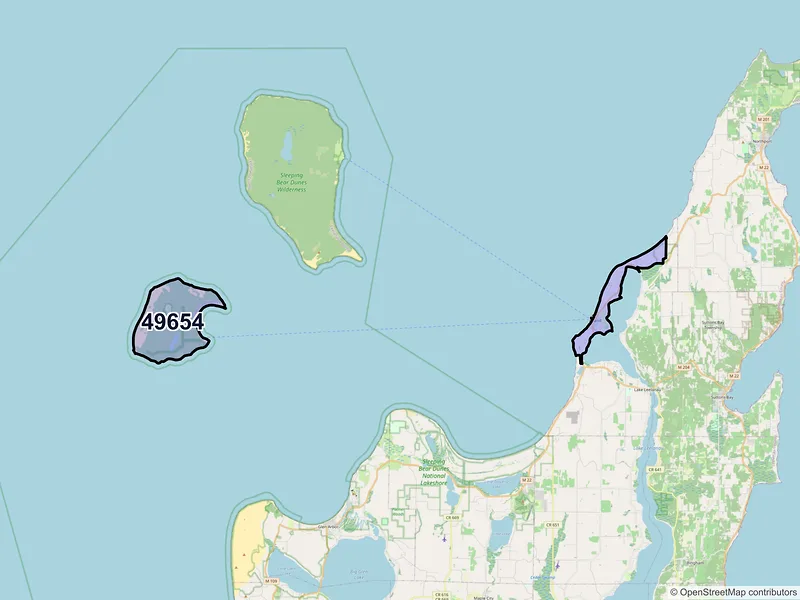 Map of Leland, Michigan and ZIP codes
