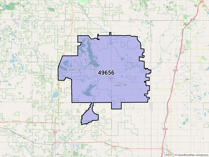 Map of ZIP Code 49656 — Luther, MI