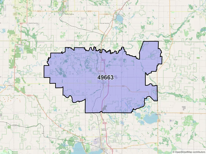 Map of ZIP Code 49663 — Manton, MI