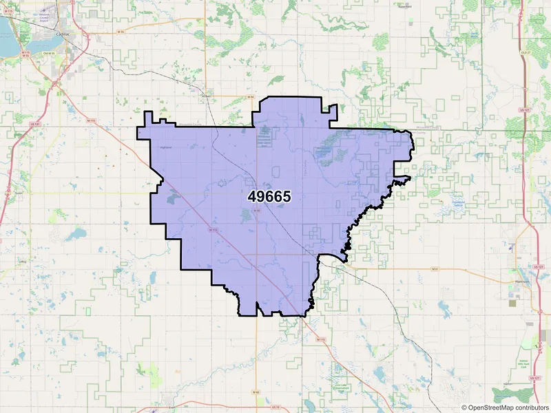 Map of ZIP Code 49665 — Marion, MI