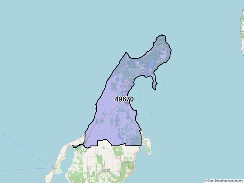 Map of ZIP Code 49670 — Northport, MI